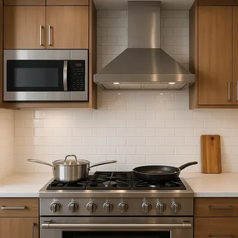 Modern Kitchen with a Stovetop Featuring Two Pans