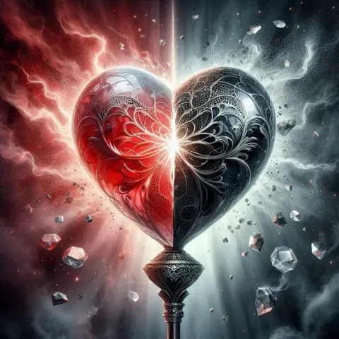 Hyperrealistic Glass Heart on Diamond Staff