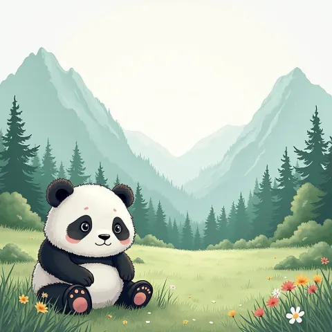 Manga Panda at Peace Among Misty Mountains