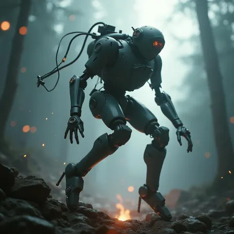 Retro Combat Walker Vaults a Dramatic Rift