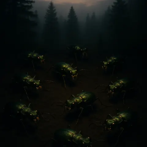 Against a Backdrop of Mist-enshrouded Pine Trees at Dawn
