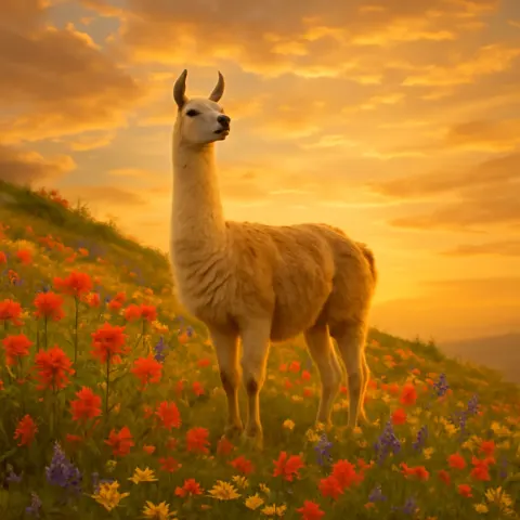 Llama Perched on a Slope