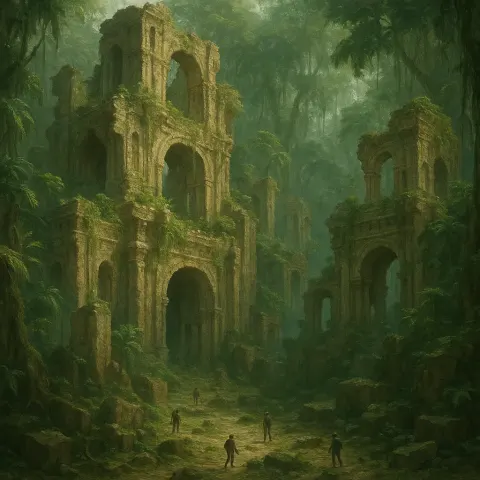 Several Tiny Figures Explore the Colossal