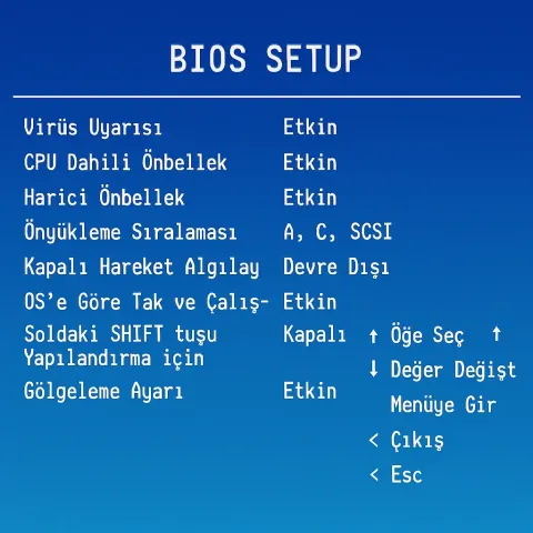 BIOS Setup Menu Screen with a Blue Gradient Background