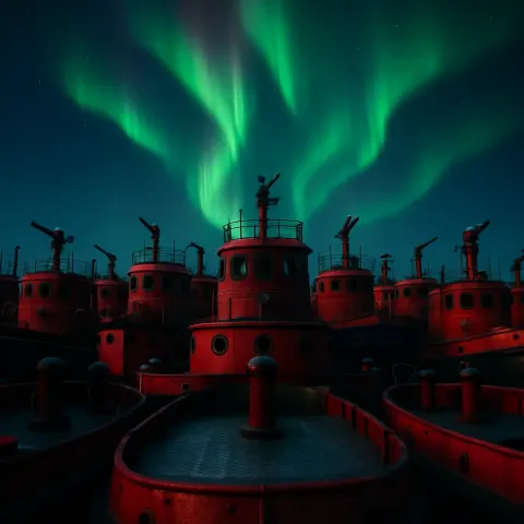 Centered and Densely Packed Flotilla of Approximately Eleven Classic Fire