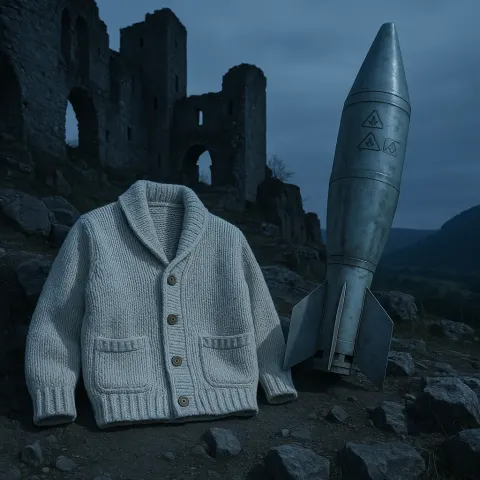 Within Medieval Castle Ruins on a Hilltop Overlooking a Valley