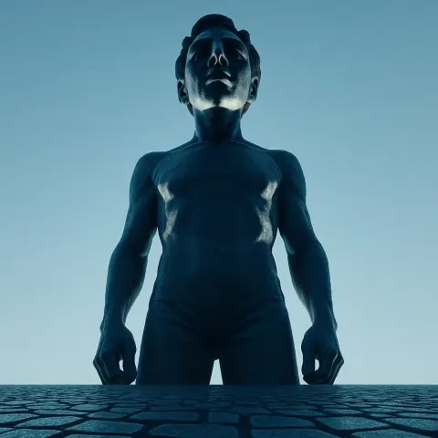 Androgynous Iconic Figure of Average Height Looms Monumentally