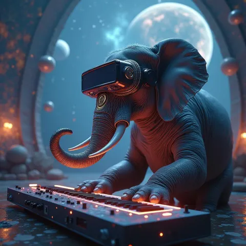 VR Elephant Plays Synthesizer in a Planetarium