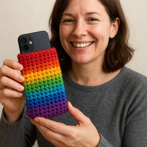 Vibrant Smartphone Pouch Has Been Crafted by a Woman Using