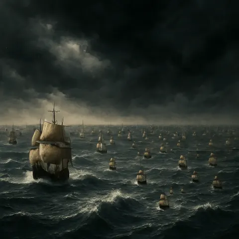 Vast Armada of Ancient Sailing Ships