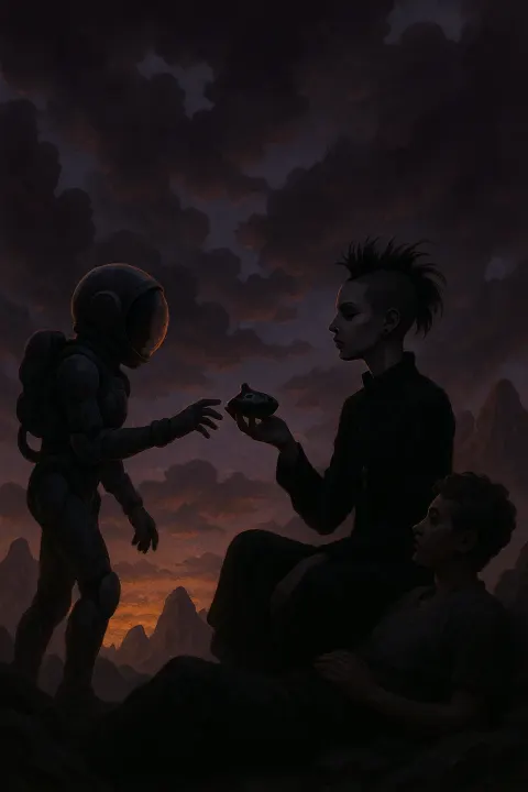 Crisp Twilight Backlights a Teenage Astronaut in Biomorphic Gear Reaching