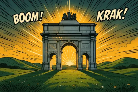 Solitary White Marble Triumphal Arch