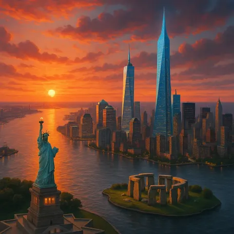 Craft an Imaginative Aerial View of Downtown Manhattan