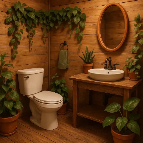 Rustic Bathroom with Wooden Walls