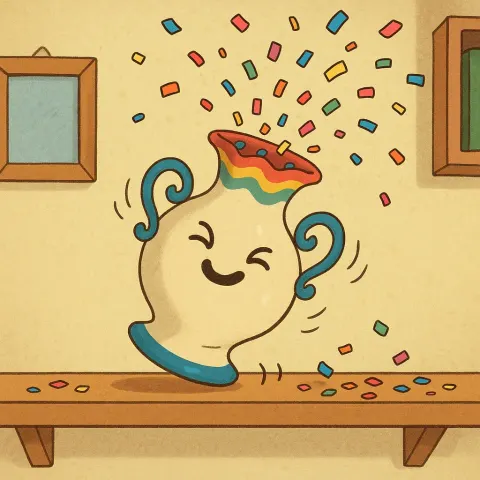 Animated Sequence Featuring a Peculiar Vase Teetering and Twirling