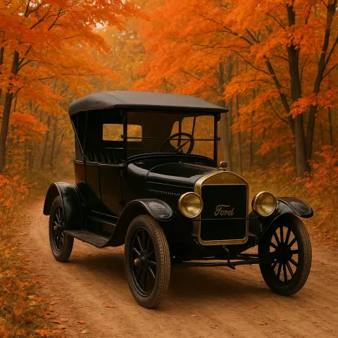 Classic Black Ford Model T Resting on a Dirt Path