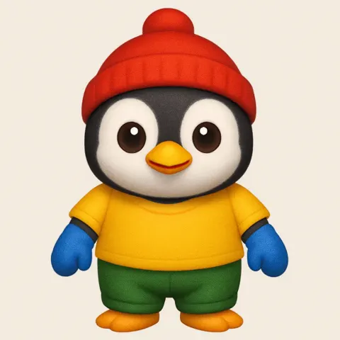 Emoji Depicting a Baby Penguin Dressed in a Red Hat