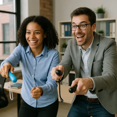 Two Individuals Are Playing a Video Game