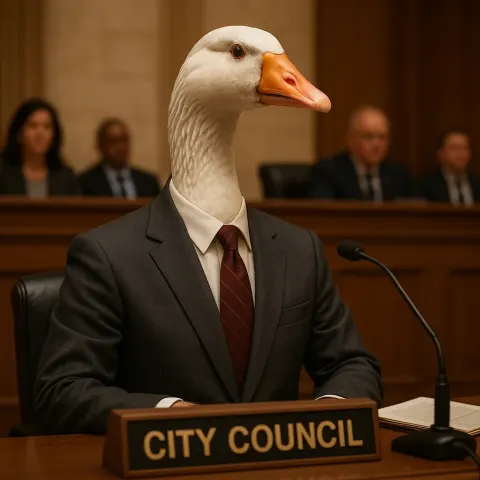 Regal Goose Dressed in a Suit Has Taken over Leadership