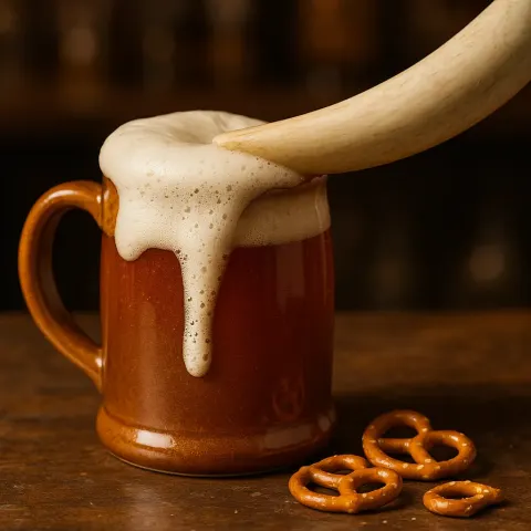 Sleek Ceramic Mug Filled to the Brim with Golden-hued Beer