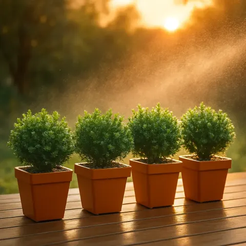 Line of Four Square Planters