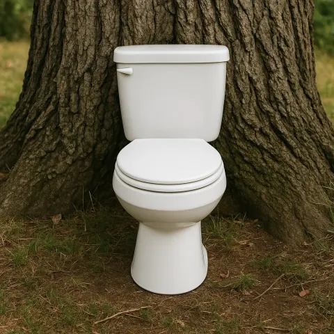 White Toilet Bowl with a Closed Lid