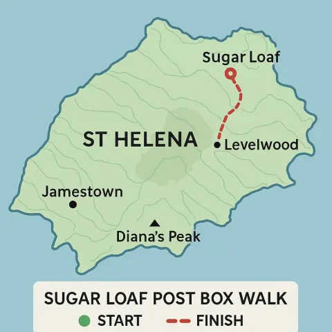 Simplified Map of St Helena Island Showing the "Sugar Loaf