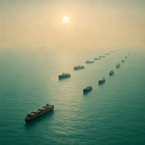 Numerous Colossal Container Ships