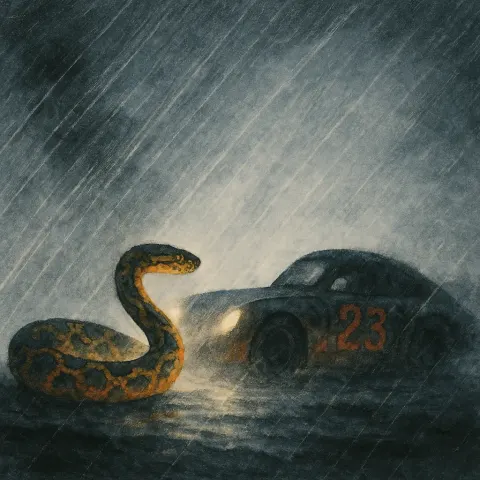 In a Scene Defined by Driving Heavy Rain