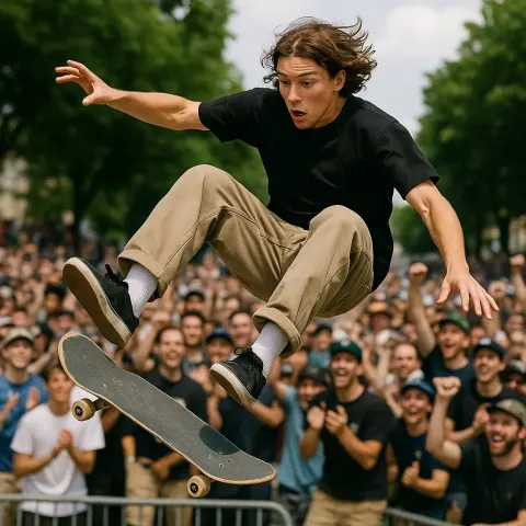 Skateboarder Attempting a Trick in Mid-air Lets Go