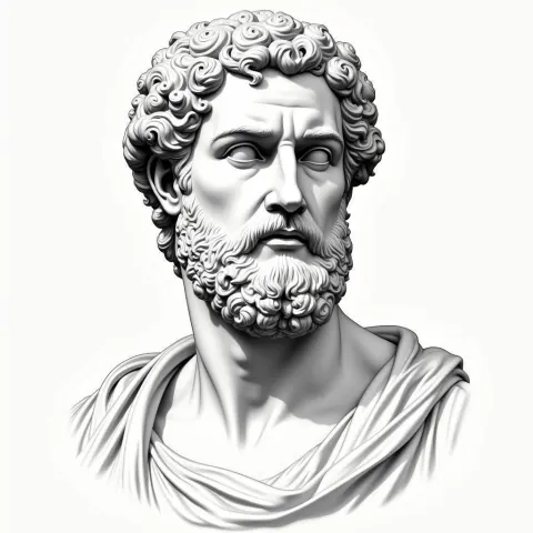Bust of Homer in Classical Line Work
