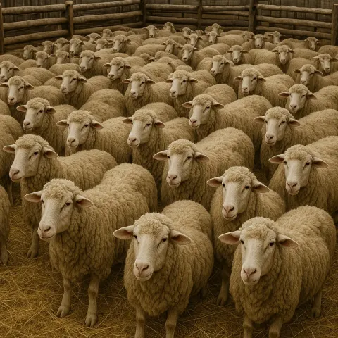 Enclosed Space Packed with Sheep