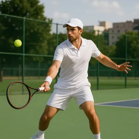 Tennis Player in White Attire