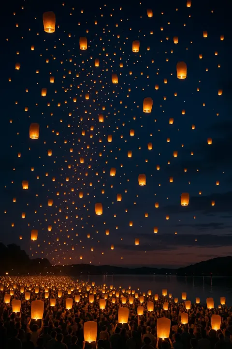 Thousands of Tiny Paper Lanterns Float Skyward
