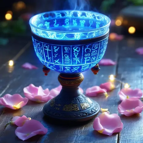 Glowing Boba Chalice Ringed by Floating Petals