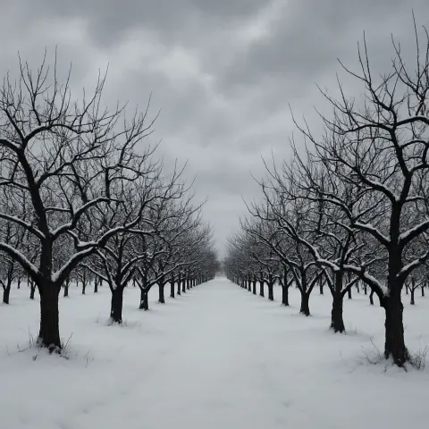Apple Orchard Blanketed in Snow
