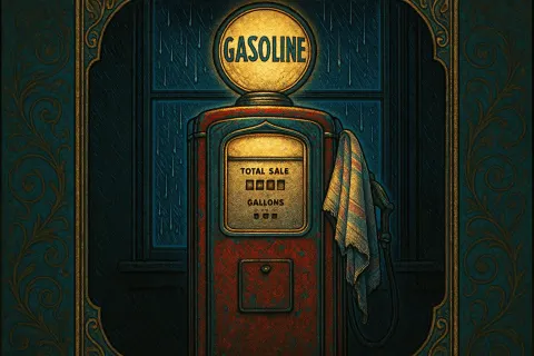 Vintage 1950s Design Gas Pump—with its Illuminated Top Globe Sign