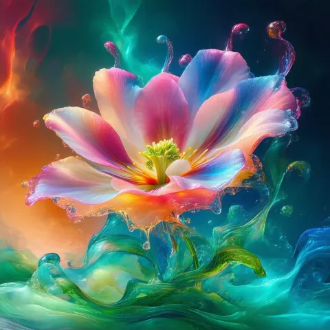 Surreal Flower Melting Into Dreamlike Abstract Space