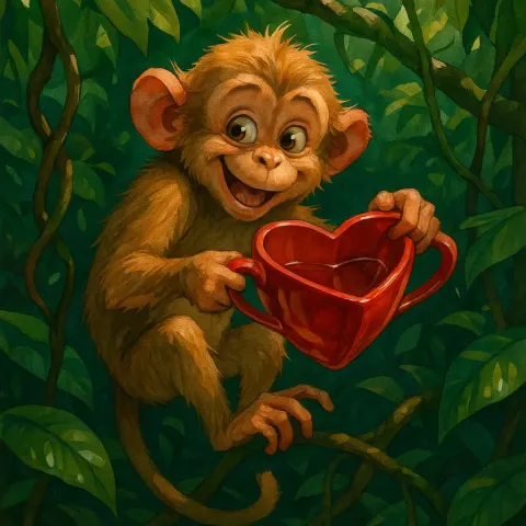 Playful Monkey with a Golden-brown Coat
