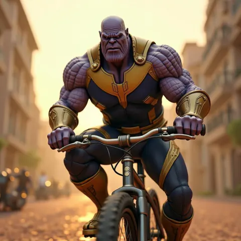 Thanos Pedals a Bicycle in Photoreal Detail