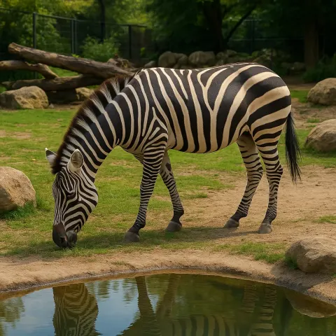 Zebra Feeding on Grass
