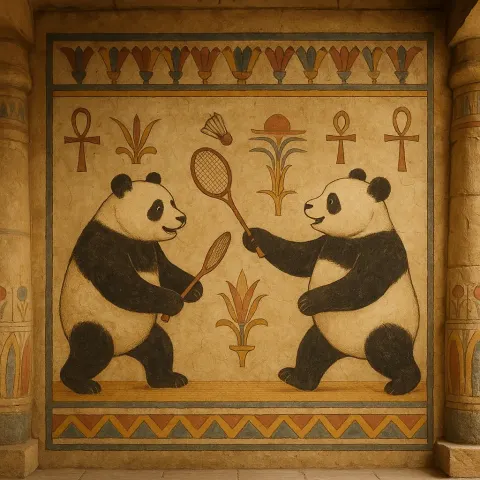 Photo Taken in a Temple Showing a Mural