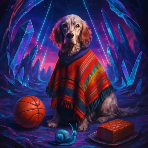 English Setter in a Poncho