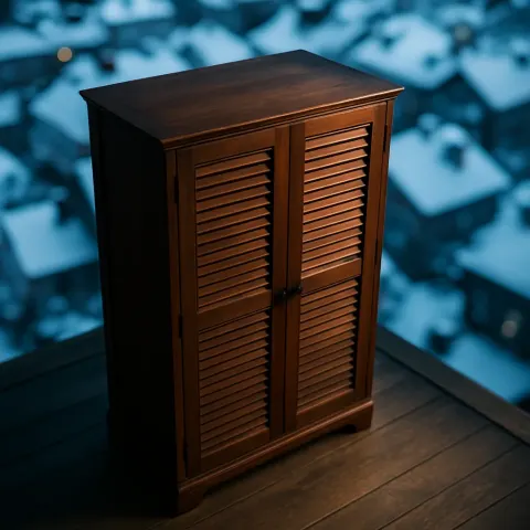 Solid Wood Louvered Wardrobe