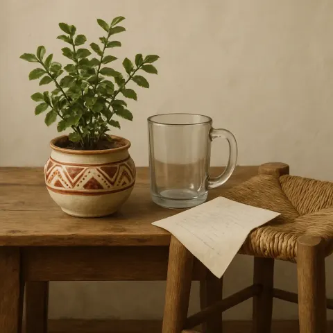 On a Weathered Wooden Table
