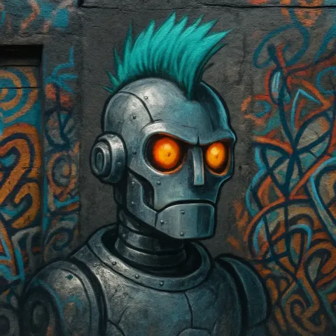 Striking Street Art Piece Depicts a Futuristic Silver Robot