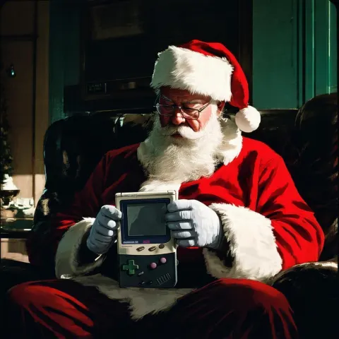 Santa Plays Game Boy in Gritty GTA Streets