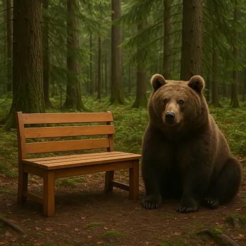 Bear Seated in a Forest