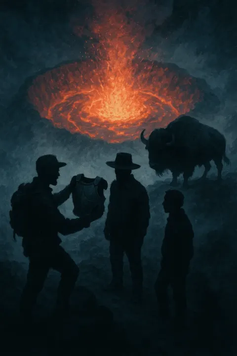 Explorer's Silhouette Presents a Breastplate to a Hatted Figure