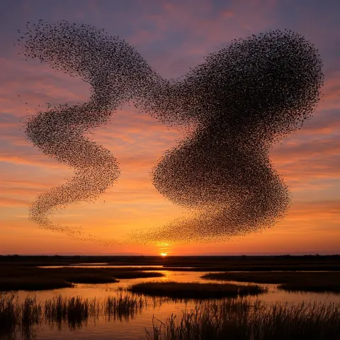 Vast Murmuration of Starlings
